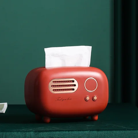 Boîte à Mouchoirs Radio Vintage Rétro - Décoration Plastique Salon Multifonctionnelle (Vert)