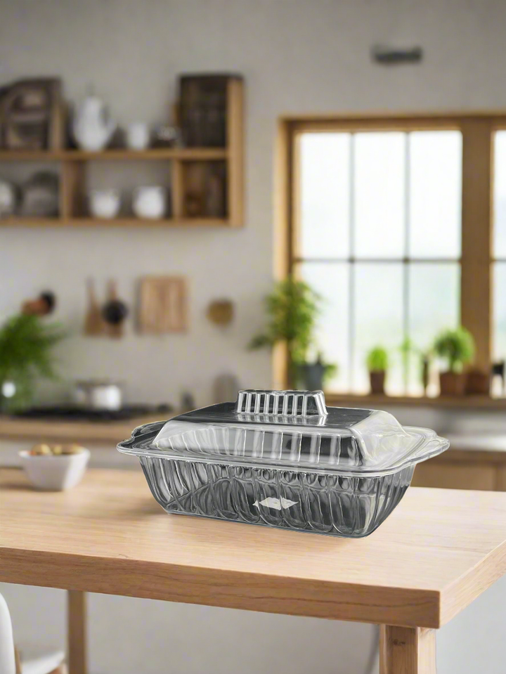 Plat Rectangulaire en Acrylique Transparent avec Couvercle – 1L – Léger & Résistant