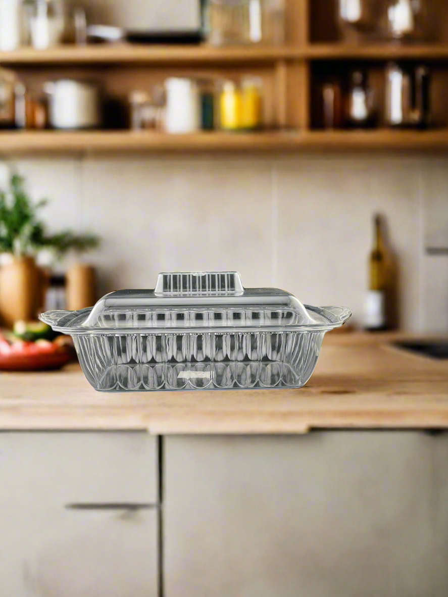 Plat Rectangulaire en Acrylique Transparent avec Couvercle – 1L – Léger & Résistant