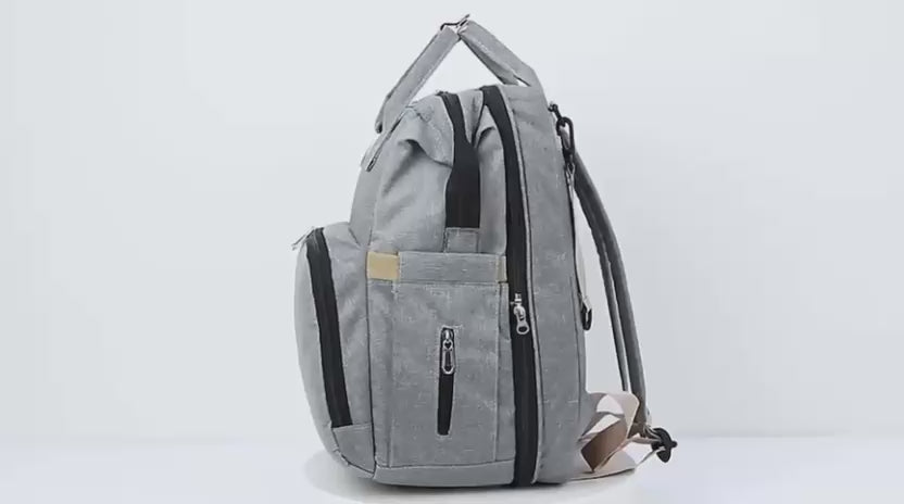 Sac à Langer Multifonction 3-en-1 avec Lit Bébé Intégré et Poches Isothermes