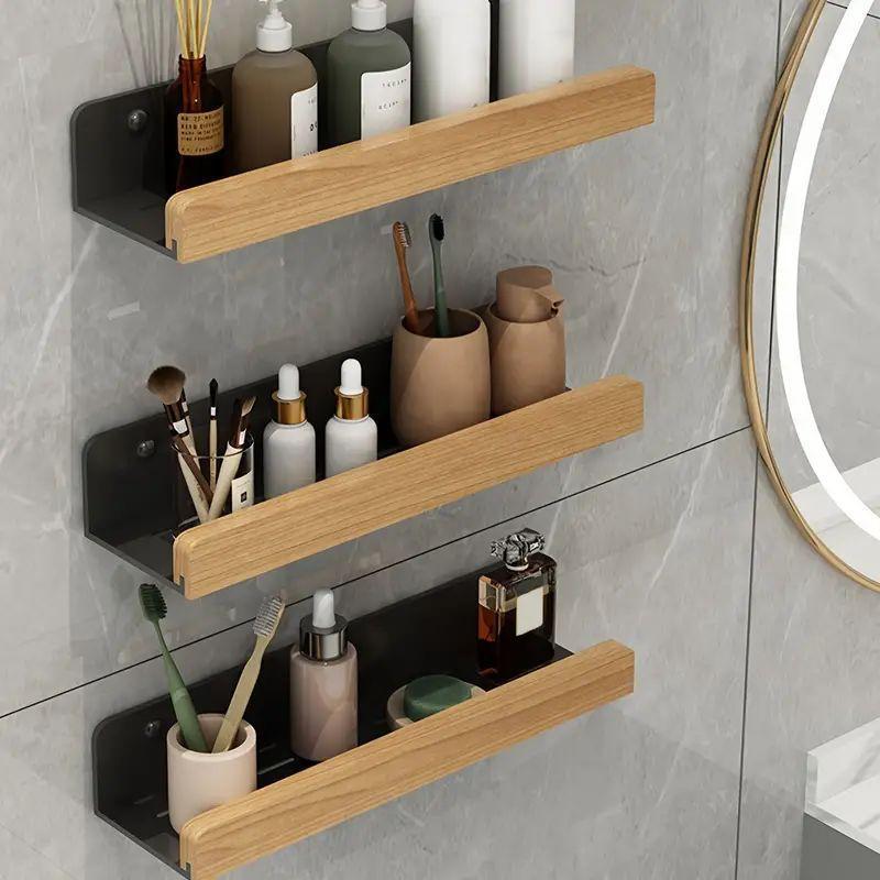 Étagère Murale de Salle de Bain – Design Bois & Métal, Vendue à l’unité