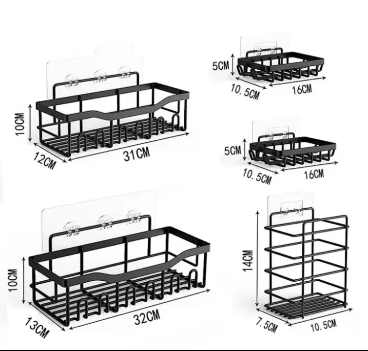 Set de Rangement Mural 5 Pièces – Cuisine & Salle de Bain Sans Perçage - La boutique secrète