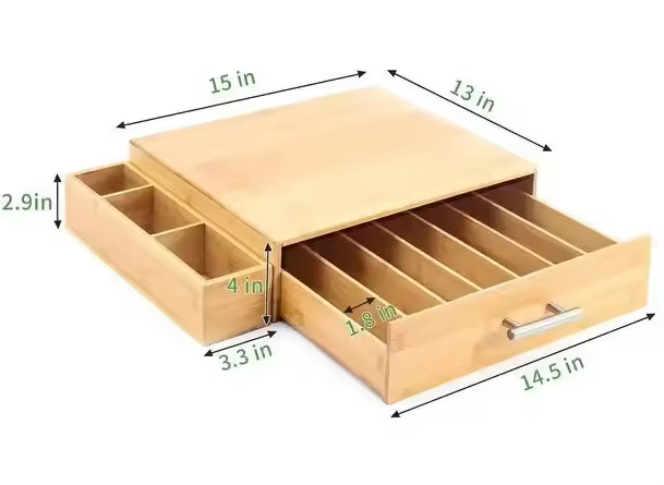 Organisateur en Bambou pour Machine à Café avec Tiroirs – Rangement Capsules & Accessoires