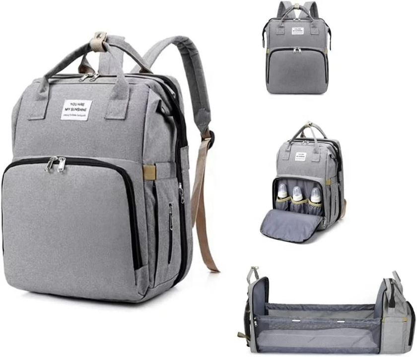 Sac à Langer Multifonction 3-en-1 avec Lit Bébé Intégré et Poches Isothermes