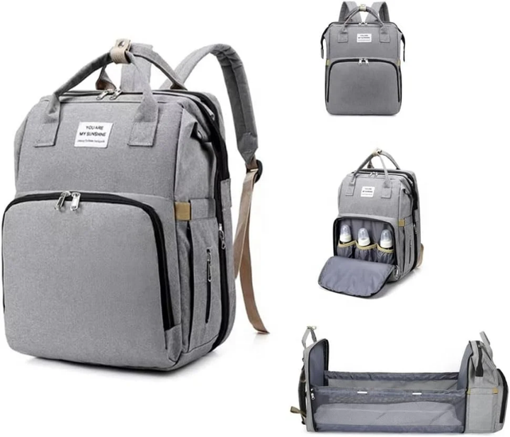 Sac à Langer Multifonction 3-en-1 avec Lit Bébé Intégré et Poches Isothermes