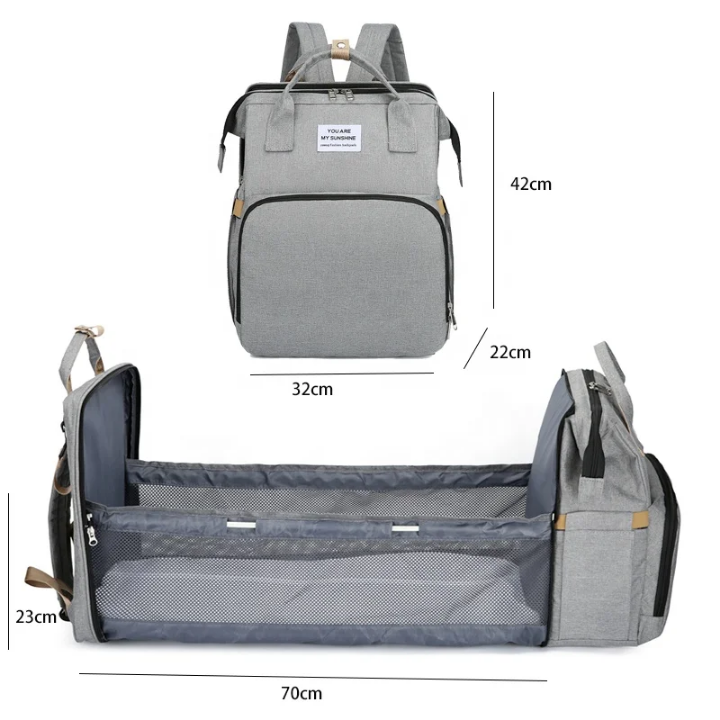 Sac à Langer Multifonction 3-en-1 avec Lit Bébé Intégré et Poches Isothermes