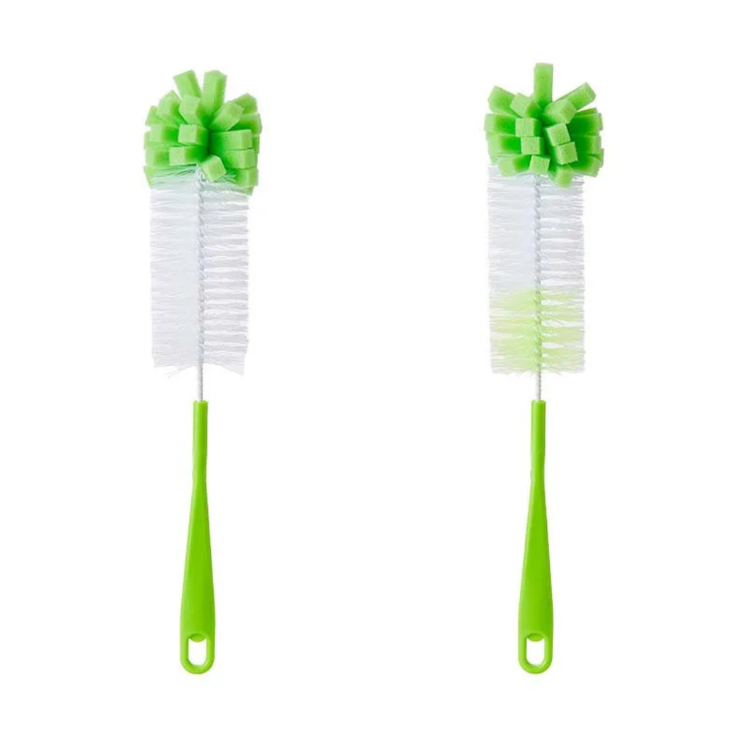 Brosse de nettoyage pour bouteilles et verres – Tête en mousse + poils rigides