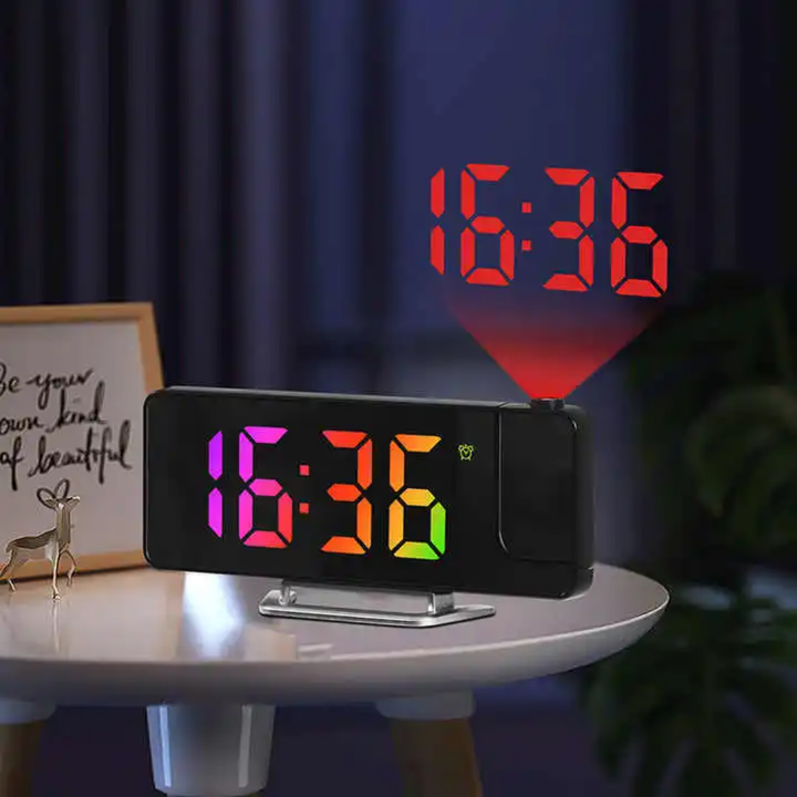 Réveil numérique LED avec projection murale – Horloge miroir intelligente et design moderne