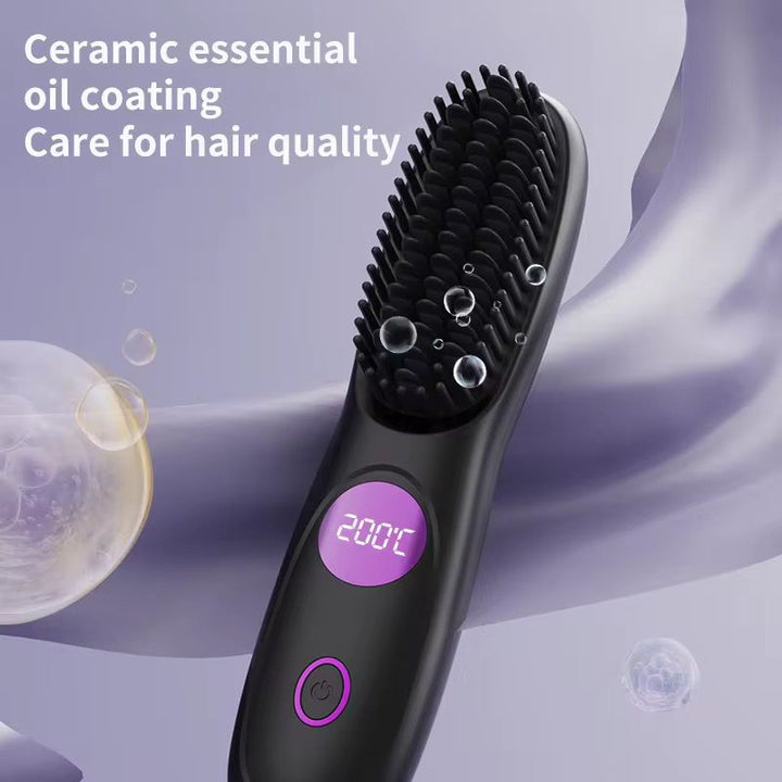 Mini Brosse Lissante Chauffante Sans Fil – Compacte & Portable (200°C)