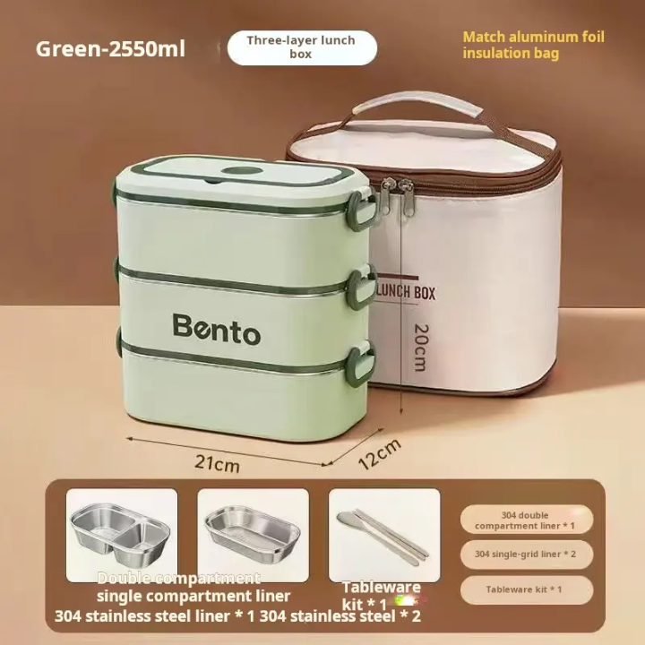 Boîte Bento Isotherme 3 Étages – Lunch Box Hermétique et Compartimentée