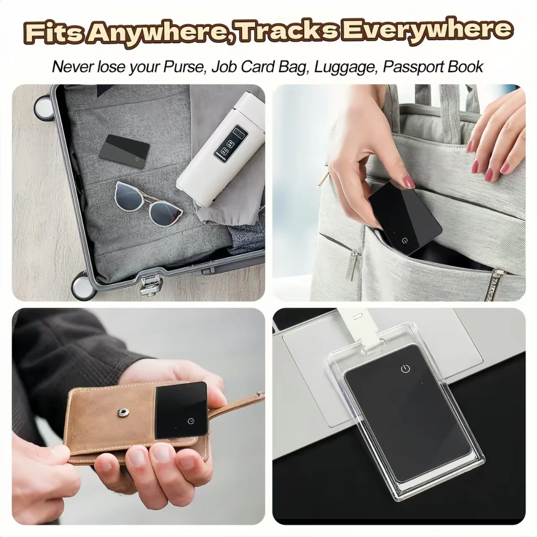 Carte de localisation intelligente compatible Apple Find My – Localisateur GPS pour portefeuille, sac ou objets personnels
