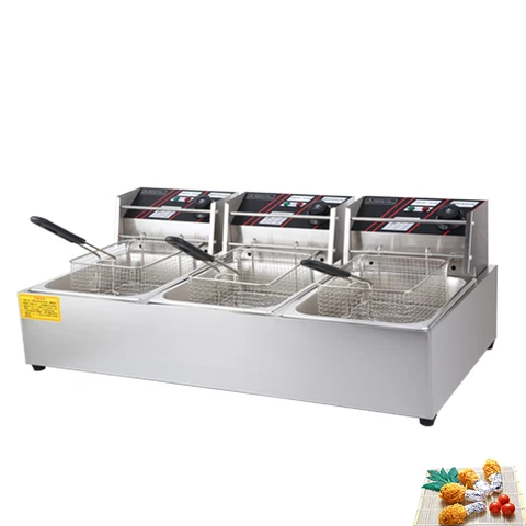 Friteuse Électrique Professionnelle Triple Cuve - Standard Allemand - 10L + 10L + 10L