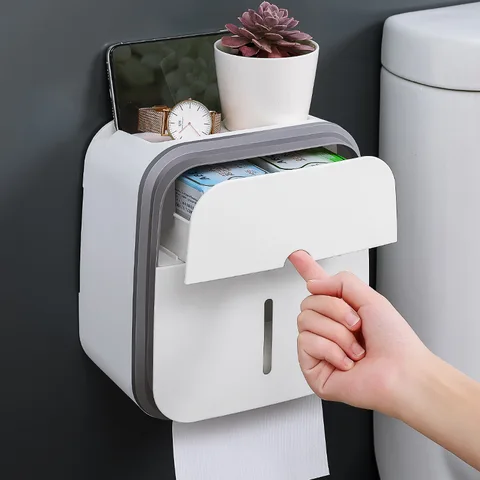 Distributeur de papier toilette avec compartiment de rangement multi-usages