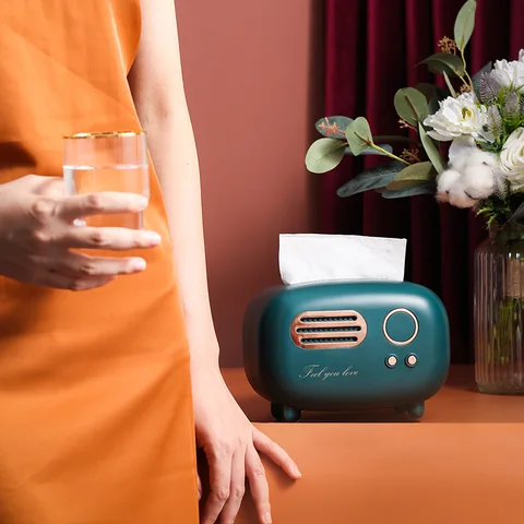 Boîte à mouchoirs rétro avec design élégant - Style radio vintage