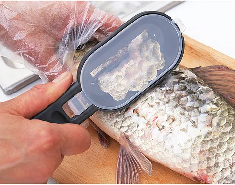 Écailleur à poisson multifonction avec lame intégrée - Accessoire pratique pour préparer du poisson frais