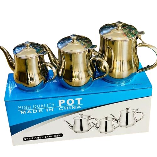 Lot 3 théières - Barada - acier inoxydable - 0.25 cl, 1l, 1.5 l - La boutique secrète