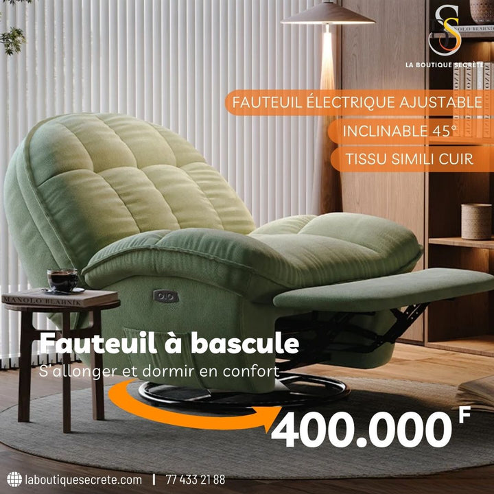 Fauteuil Électrique Ajustable et Inclinable en Simili Cuir - Confort et Relaxation à 45° - La Boutique Secrète