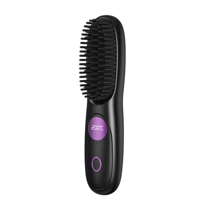 Brosse Lissante Chauffante Sans Fil 200°C – Céramique &amp; Huiles Essentielles – Soin Cheveux Dakar Sénégal