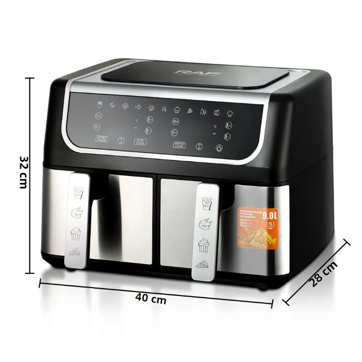 Friteuse à Air Double Cuve RAF 10L – Sans Huile, 1700W, Cuisson Saine & Rapide | R.5262