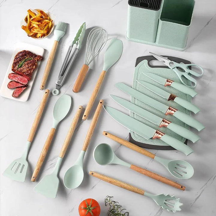 Ensemble 19 pièces d'ustensile de cuisine en silicone