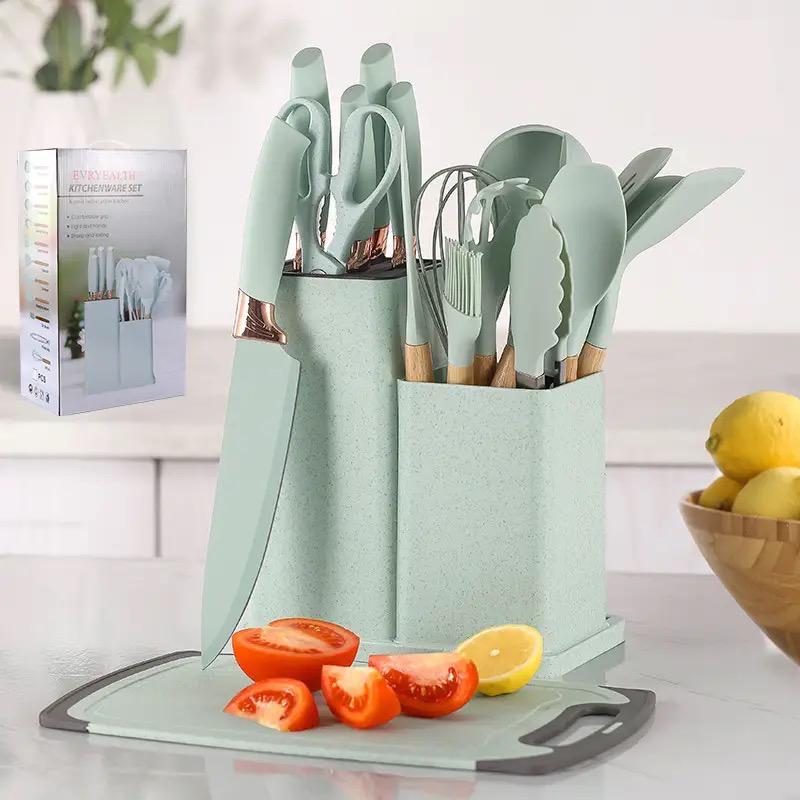 Ensemble 19 pièces d'ustensile de cuisine en silicone