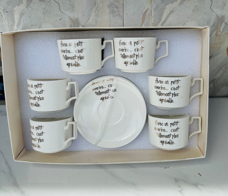 Tasse et sous tasse à café en céramique -6 pieces