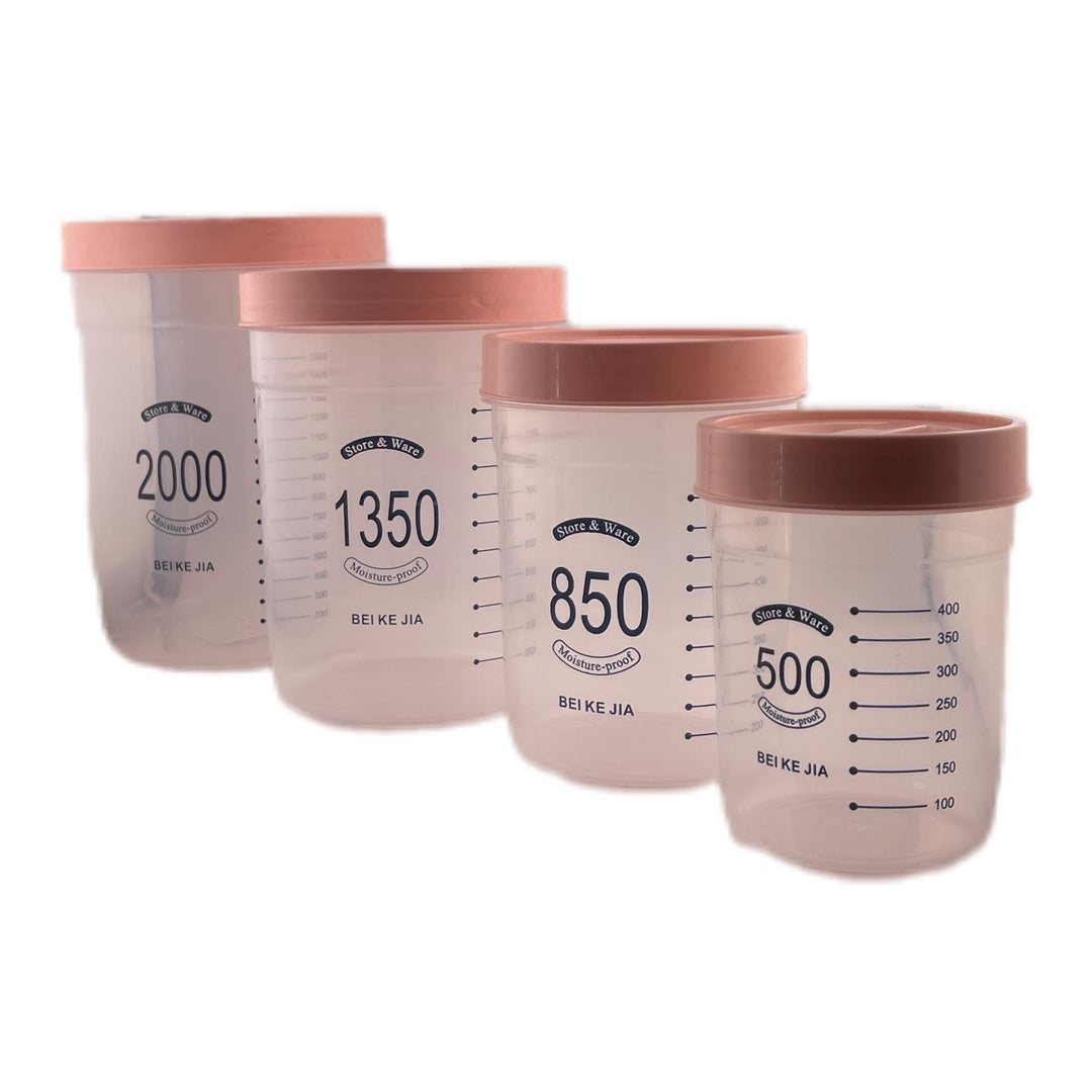 Lot de 4 Pots Doseurs Multi Capacités en Plastique – L'Essentiel pour Toutes Vos Recettes