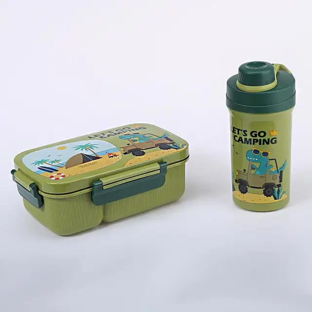 Lunchbox et Bouteille d'Eau pour Enfants - Thème Camping Aventure