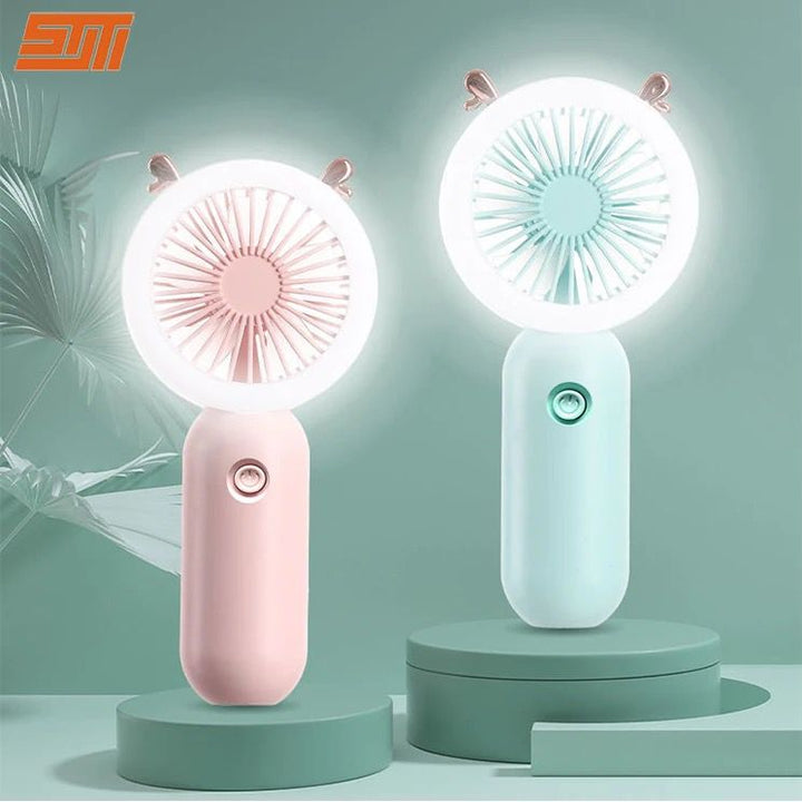 Mini-ventilateur électrique portable 2-en-1 - Réglage du vent et éclairage LED