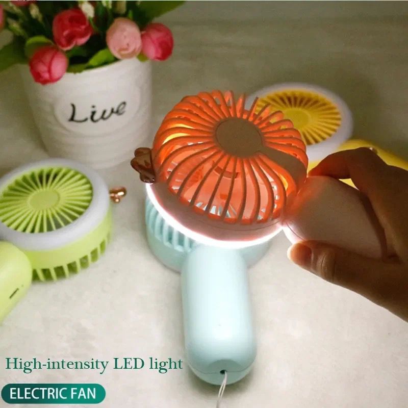 Mini-ventilateur électrique portable 2-en-1 - Réglage du vent et éclairage LED