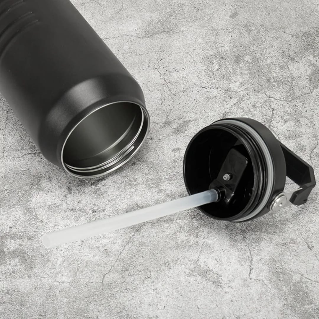 Gourde Isotherme 1900ML avec Paille - Thermos Inox Double Paroi - Bouteille Réutilisable Sport &amp; Voyage