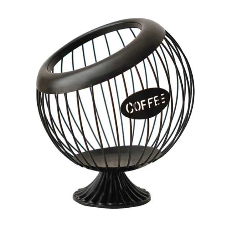 Panier Rangement Capsules Café Design avec Pied - Métal Noir Élégant