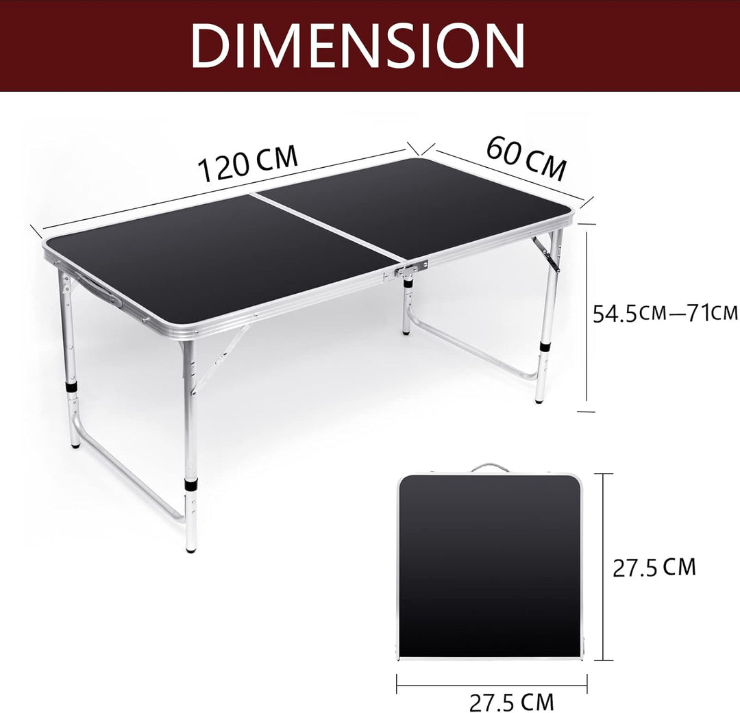 Table Pliante Camping 120x60cm avec 4 Chaises