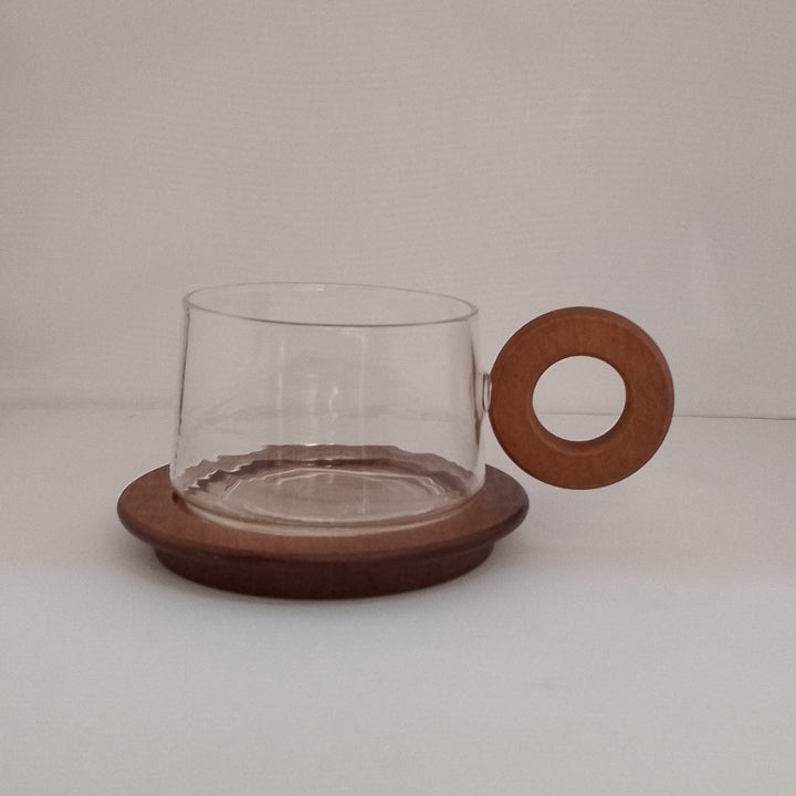 Tasse à Café &amp; Thé en Verre &amp; Bois 250 ml