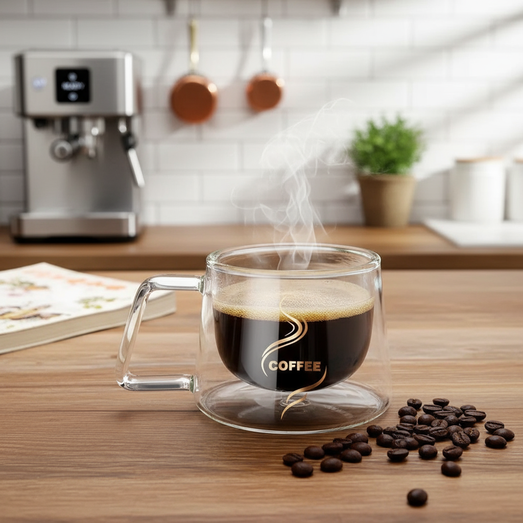 Tasse à Café en Verre Double Paroi 200ml – Design Transparent Premium – Livraison Dakar