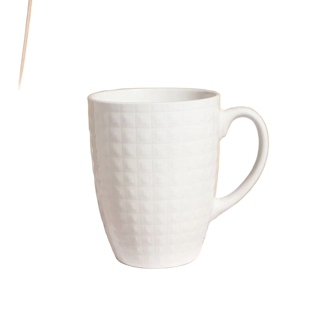 Mug Céramique Texturé Blanc 350ml - Tasse à Café Élégante pour Maison et Bureau LOT DE 6 PIECES
