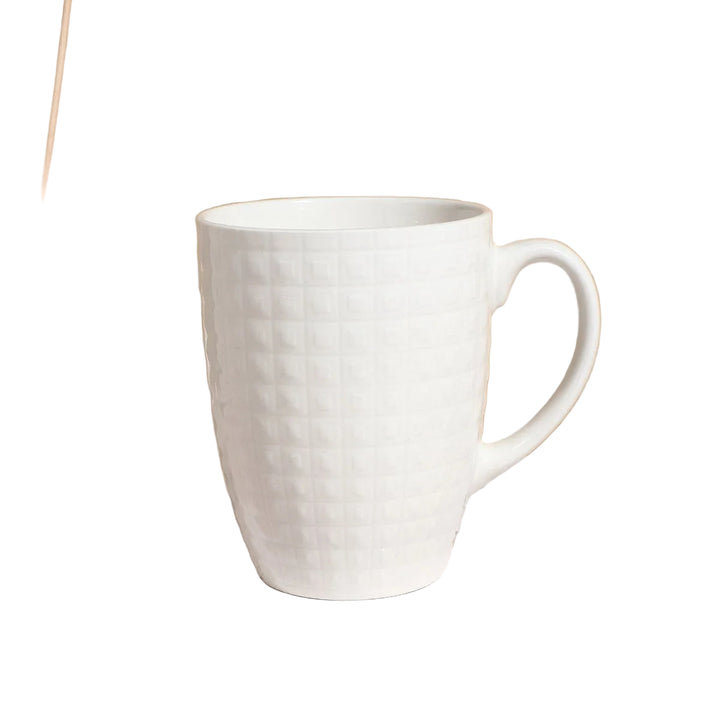 Mug Céramique Texturé Blanc 350ml - Tasse à Café Élégante pour Maison et Bureau LOT DE 6 PIECES