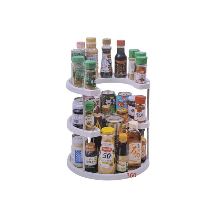 Organisateur Rotatif 360° Cuisine - 3 Niveaux Rangement Épices et Condiments