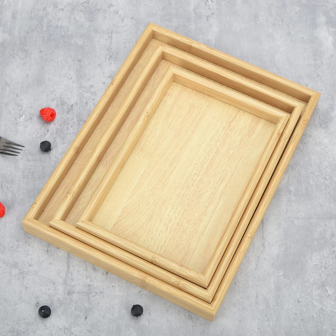 Plateau de Service en Bois Naturel - 3 Tailles Disponibles