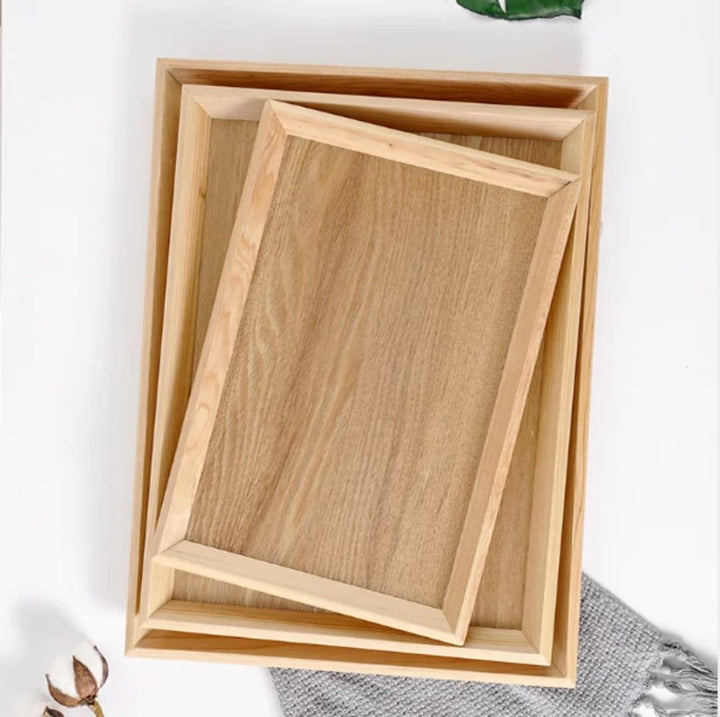 Plateau de Service en Bois Naturel - 3 Tailles Disponibles
