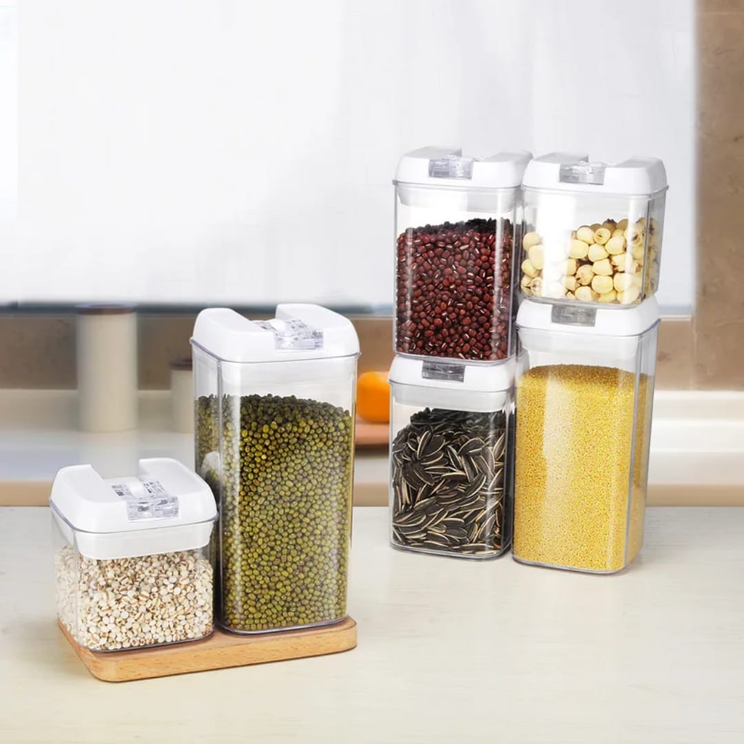 Boîtes de Rangement Hermétiques Cuisine - Set Stockage Alimentaire Transparent avec Couvercle à Pression