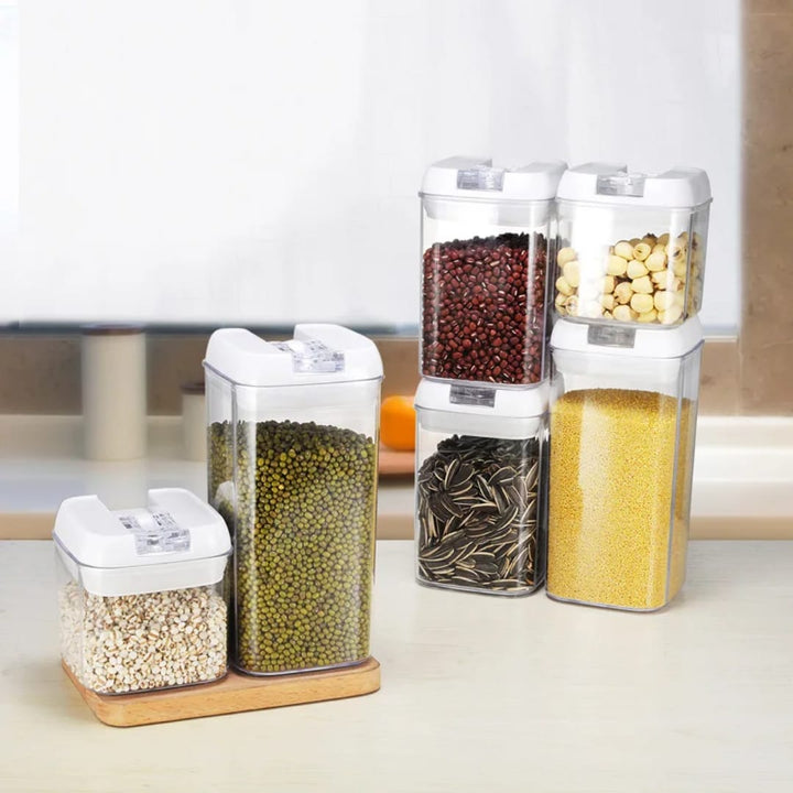 Boîtes de Rangement Hermétiques Cuisine - Set Stockage Alimentaire Transparent avec Couvercle à Pression