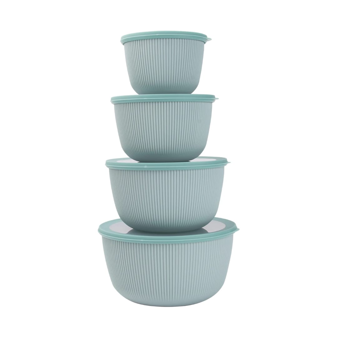 Set 4 Bols Empilables avec Couvercles - 1L à 4,5L - Cuisine et Conservation