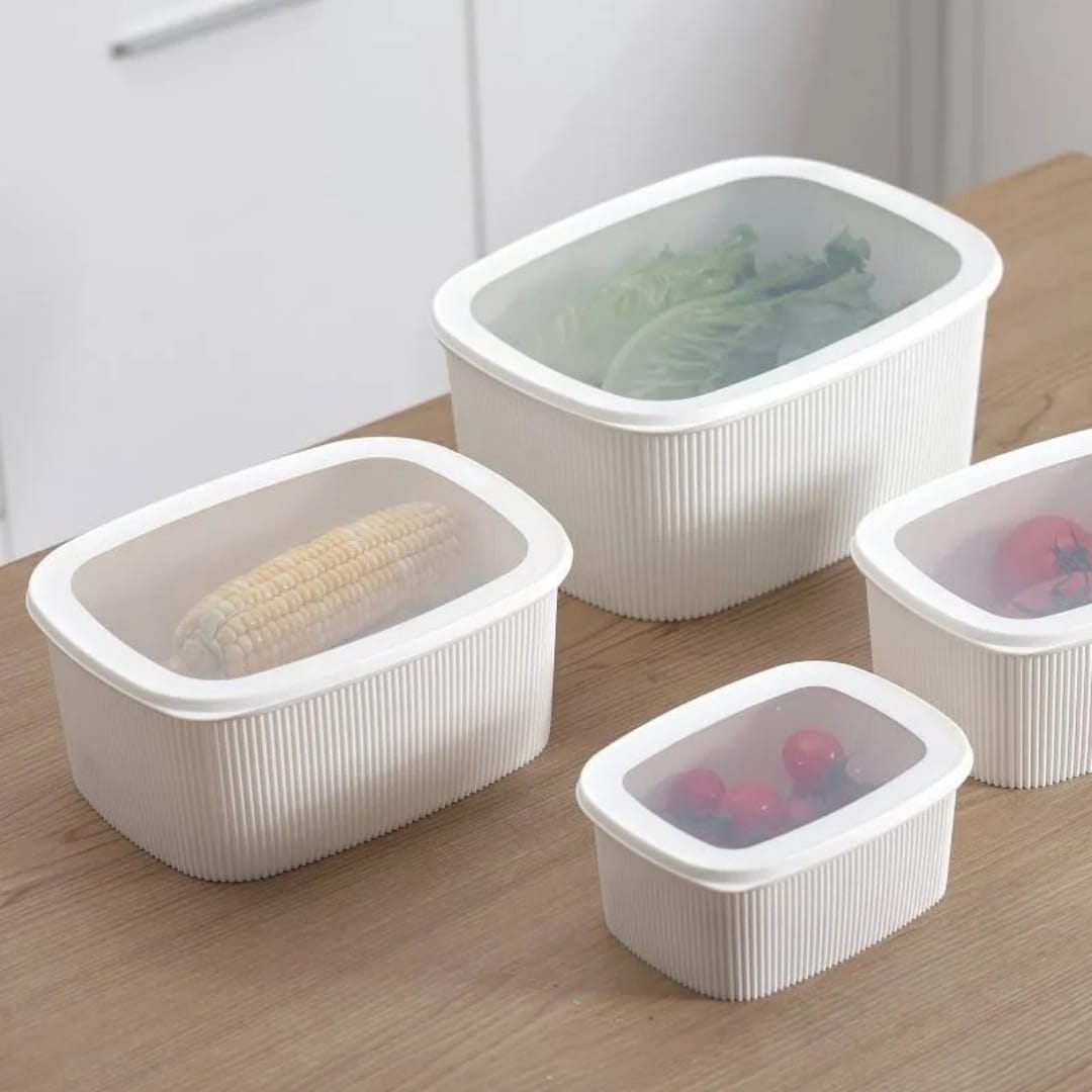 Set 4 Boîtes Rangement Cuisine Hermétiques - 1,2L à 6L - Anti-Odeurs Frigo