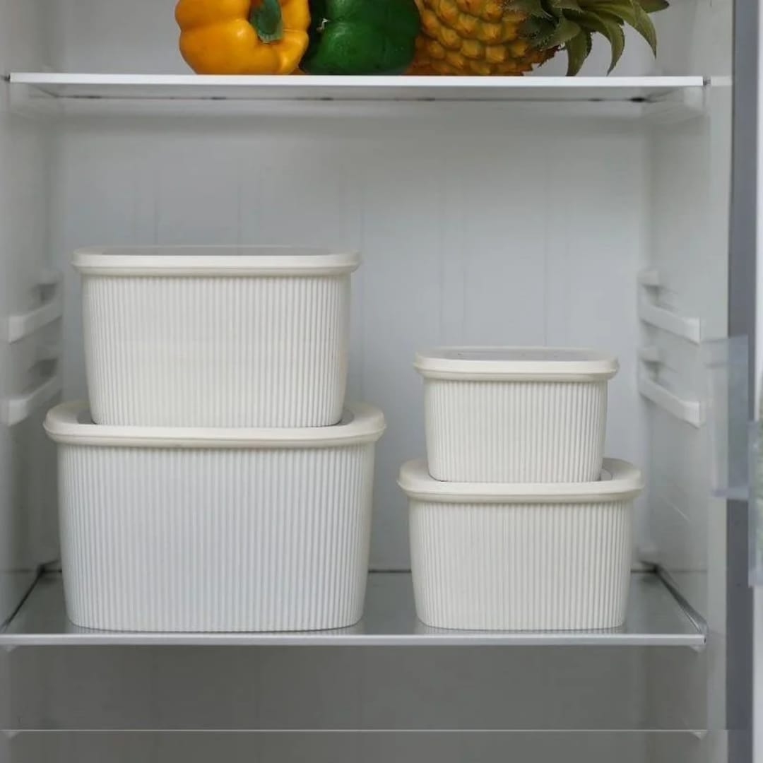 Set 4 Boîtes Rangement Cuisine Hermétiques - 1,2L à 6L - Anti-Odeurs Frigo
