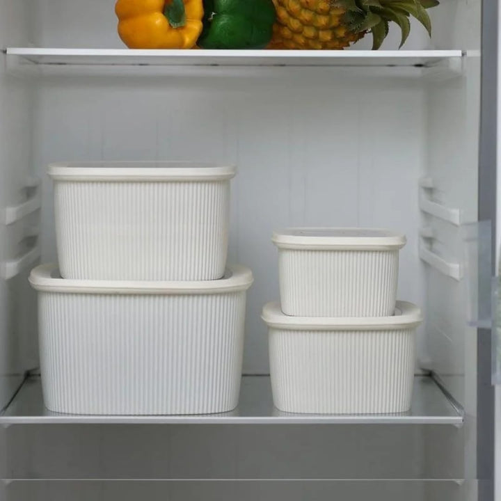 Set 4 Boîtes Rangement Cuisine Hermétiques - 1,2L à 6L - Anti-Odeurs Frigo