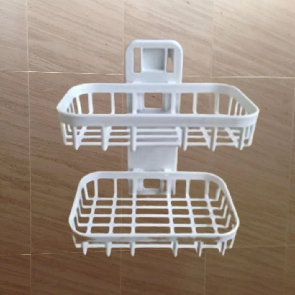 Organisateur de Douche 2 Étages Sans Perçage - Rangement Salle de Bain Mural Blanc