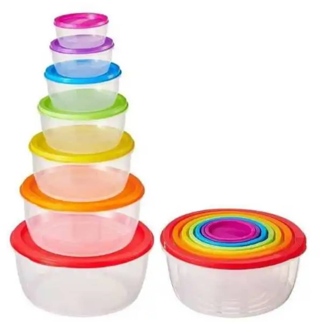 Set de 7 Bols de Conservation avec Couvercles Colorés Arc-en-Ciel - Rangement Cuisine Hermétique