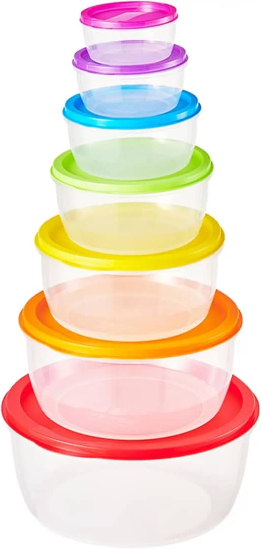 Set de 7 Bols de Conservation avec Couvercles Colorés Arc-en-Ciel - Rangement Cuisine Hermétique
