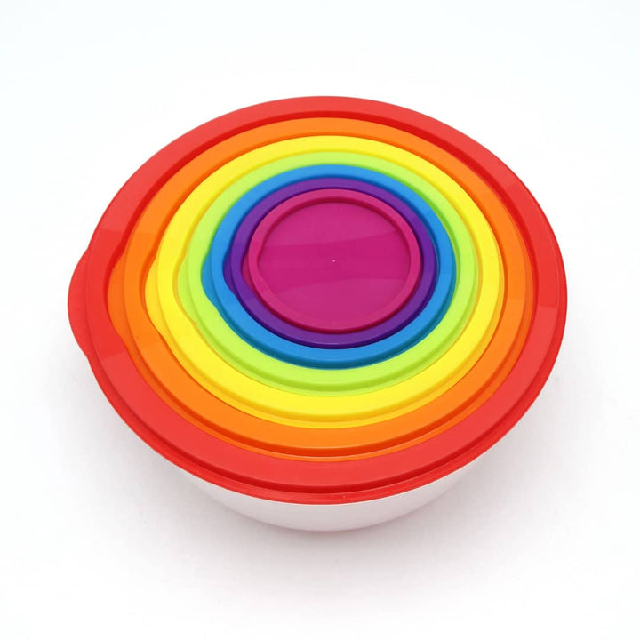 Set de 7 Bols de Conservation avec Couvercles Colorés Arc-en-Ciel - Rangement Cuisine Hermétique
